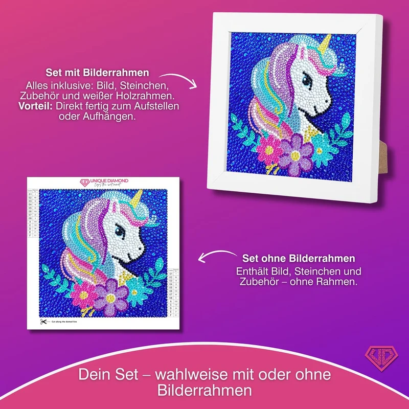 5D Diamond Painting Einhorn Magie mit Strasssteinchen