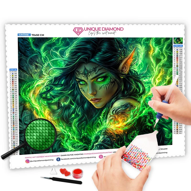 5D Diamond Painting – Elfenmagie in Grün