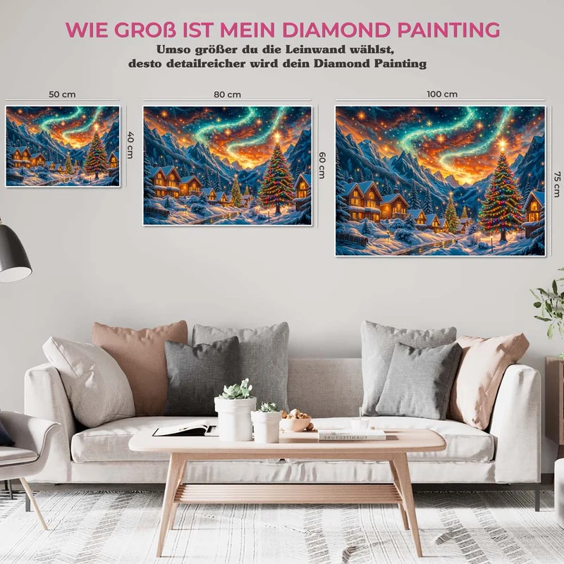 5D Diamond Painting – Sternennacht im Winterdorf