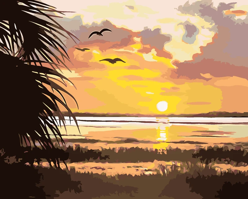 Diamond painting - SONNENUNTERGANG ÜBER WASSER 2 (D. RUSTY RUST)