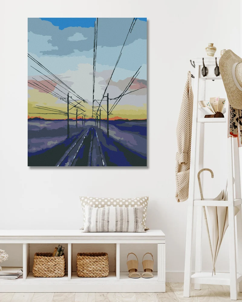 Diamond painting - SONNENUNTERGANG ÜBER DEN BAHNGLEISEN