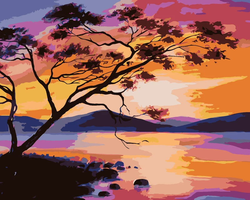 Diamond painting - SONNENUNTERGANG AUF DEM SEE