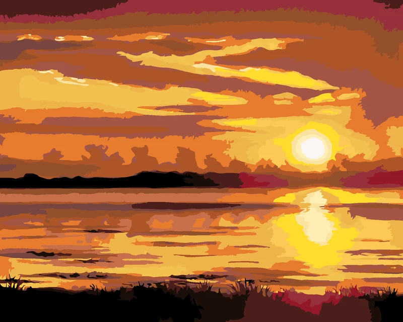Diamond painting - SONNENUNTERGANG ÜBER DEM FLUSS (D. RUSTY RUST)
