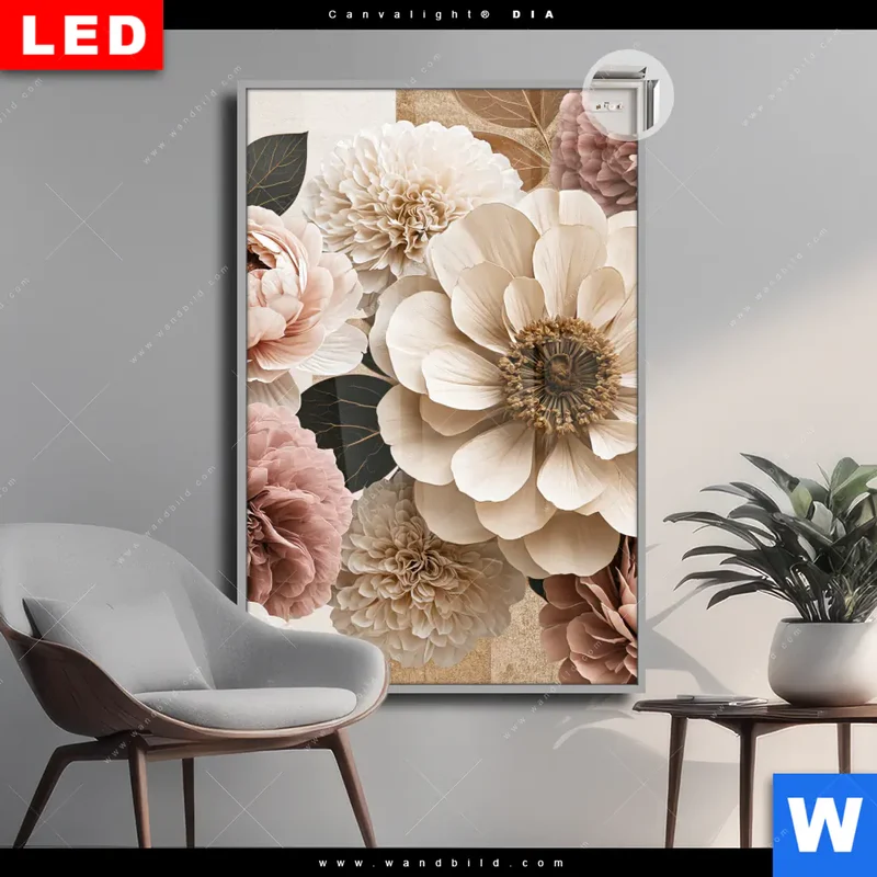 Leuchtbild Acrylglas Canvalight® DIA | Rosé Garden | Hochformat