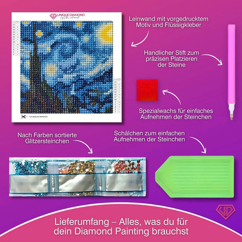 5D Diamond Painting Sternennacht von Vincent van Gogh