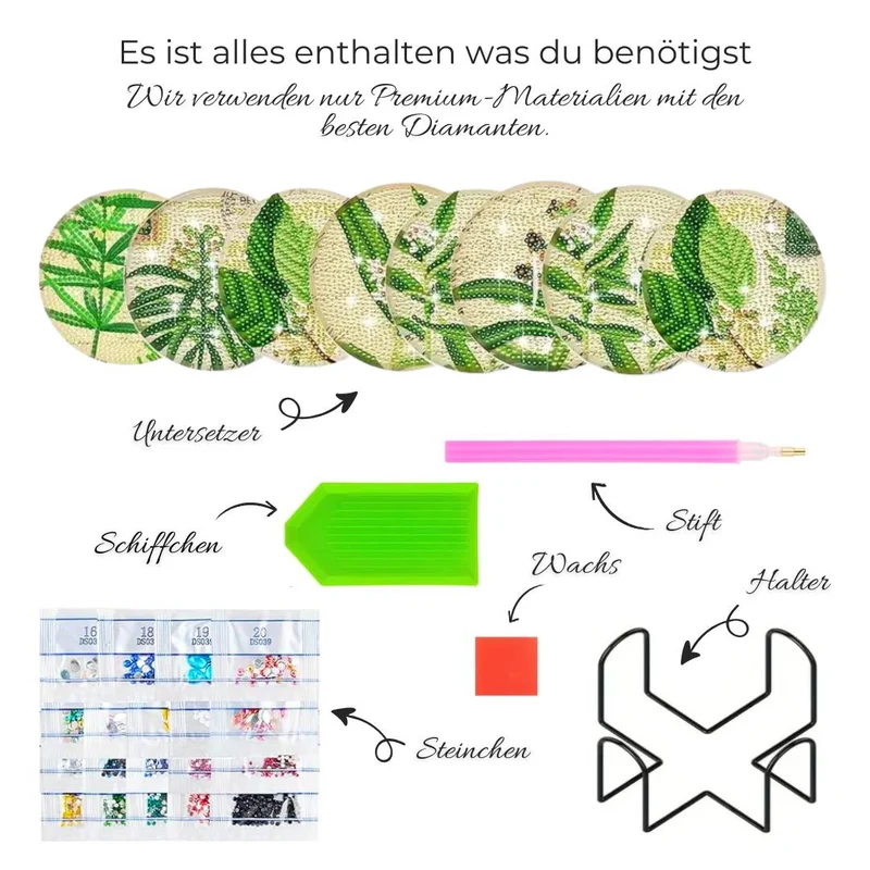 Diamond Painting Untersetzer – Botanische Eleganz