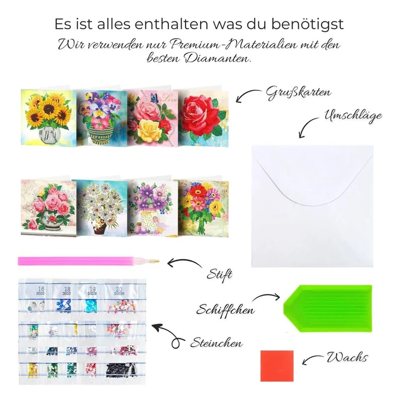 5D Diamond Painting Grußkarten – Zeitlose Blumengrüße