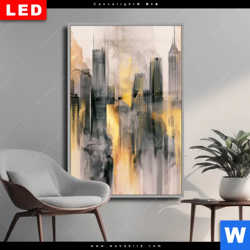 Wechselmotiv Acrylglas Canvalight® DIA | Metropole im Morgenlicht | Hochformat