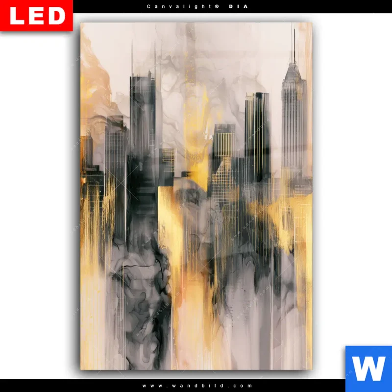 Wechselmotiv Acrylglas Canvalight® DIA | Metropole im Morgenlicht | Hochformat