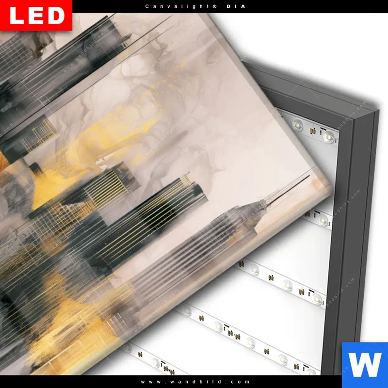 Wechselmotiv Acrylglas Canvalight® DIA | Metropole im Morgenlicht | Hochformat