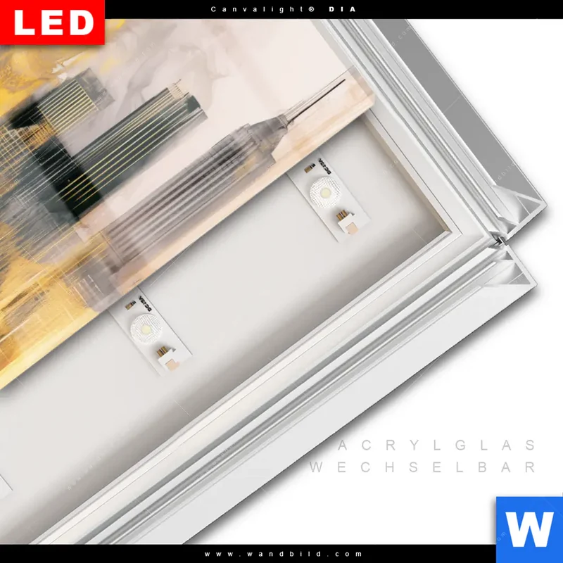 Leuchtbild Acrylglas Canvalight® DIA | Metropole im Morgenlicht | Hochformat