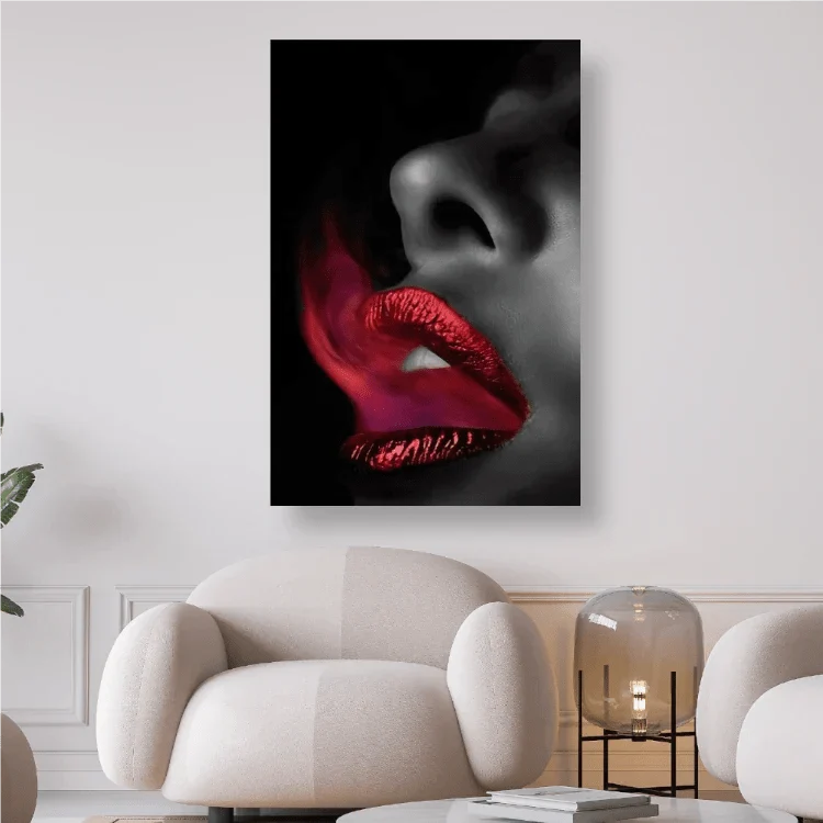 Mund mit roten Lippen und Rauch - 5D DIY Diamond Painting
