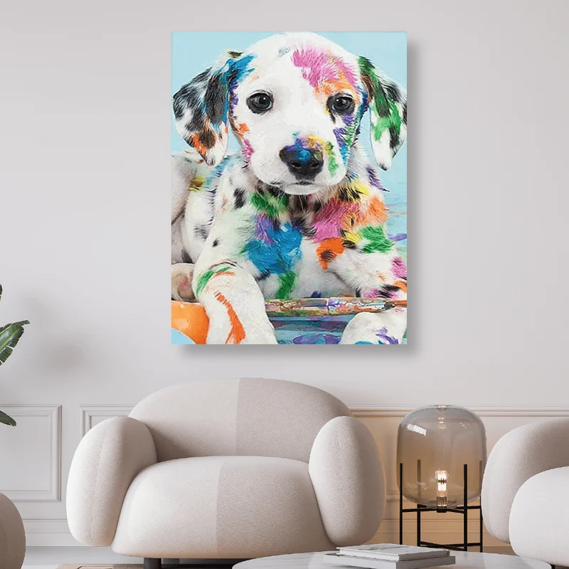 Dalmatiner Welpe bunt angemalt - 5D DIY Diamond Painting