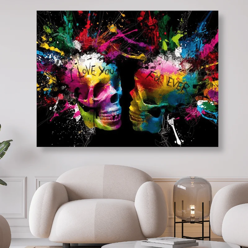 I Love You For Ever bunter Schädel - 5D DIY Diamond Painting