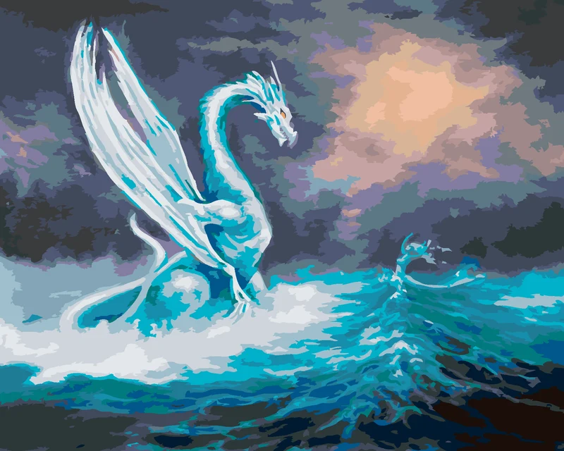 Diamond painting - MÄCHTIGER DRACHE UND DIE MEERJUNGFRAU