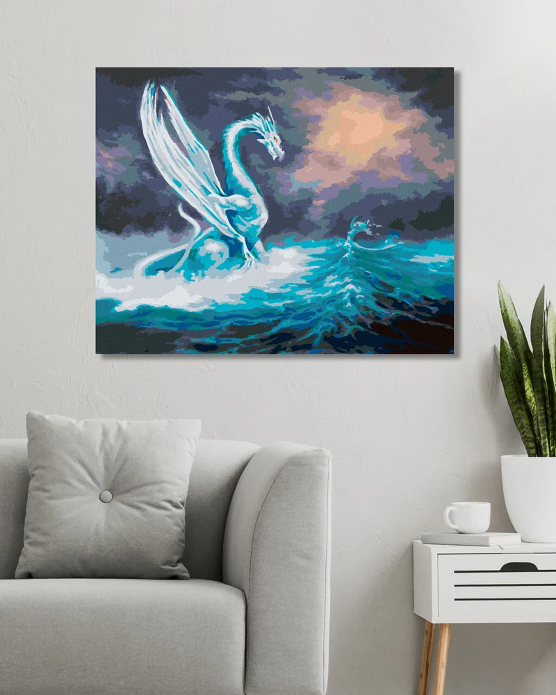 Diamond painting - MÄCHTIGER DRACHE UND DIE MEERJUNGFRAU