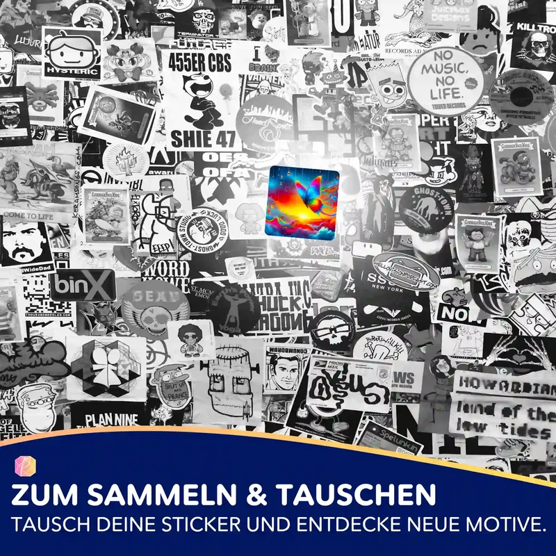 Aufkleber 5er-Set - Schmetterlinge im Regenbogenfluss