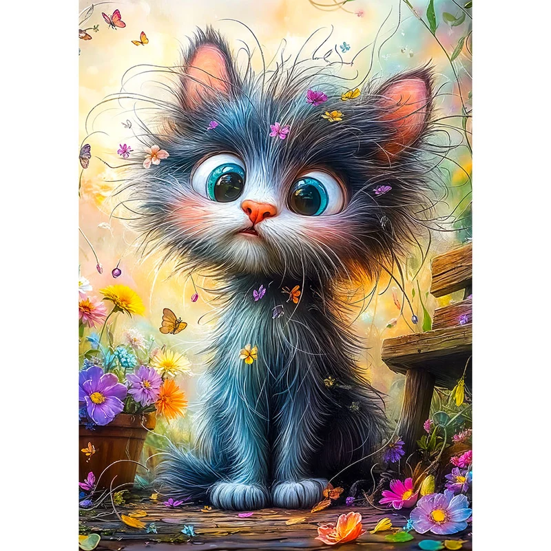 5D Diamond Painting – Blütenzauber-Kätzchen