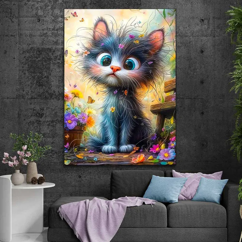 5D Diamond Painting – Blütenzauber-Kätzchen