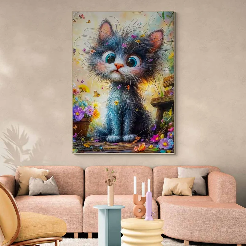 5D Diamond Painting – Blütenzauber-Kätzchen