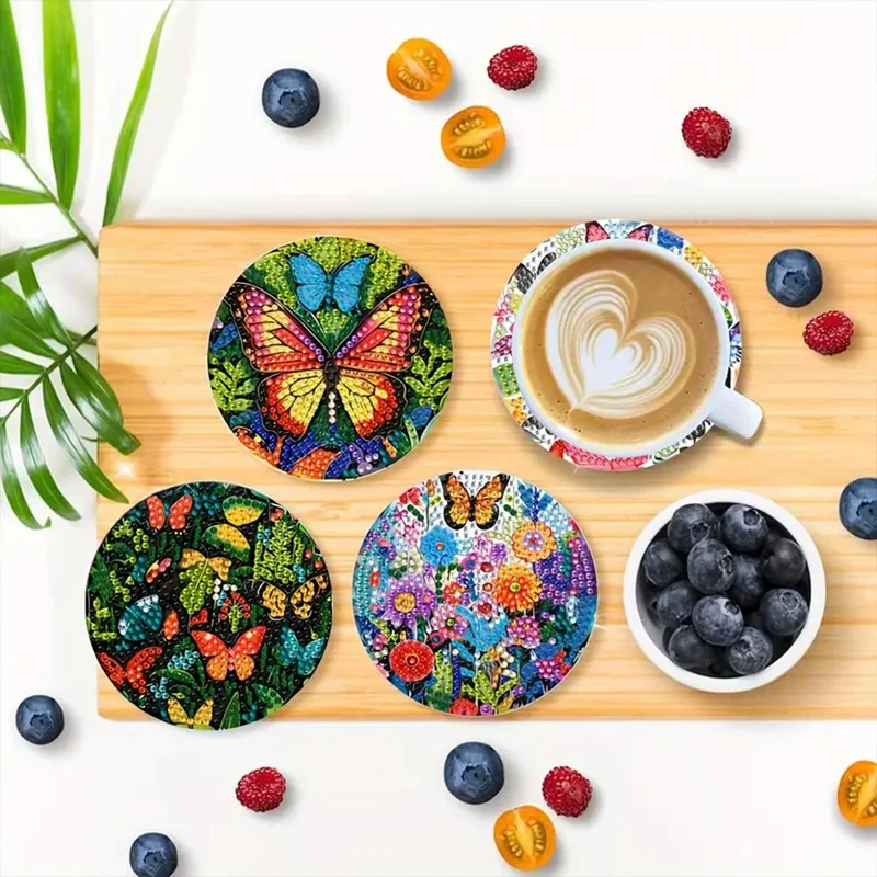 Diamond Painting Untersetzer – Schmetterlingszauber