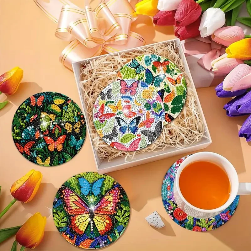 Diamond Painting Untersetzer – Schmetterlingszauber