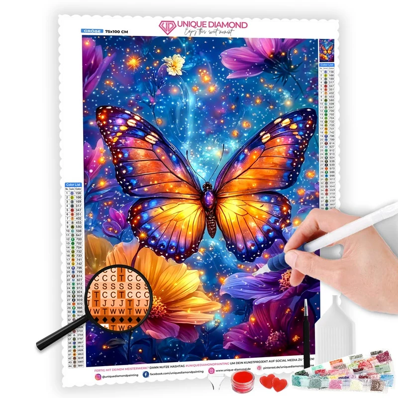 5D Diamond Painting – Schmetterlingszauber im Blütenmeer