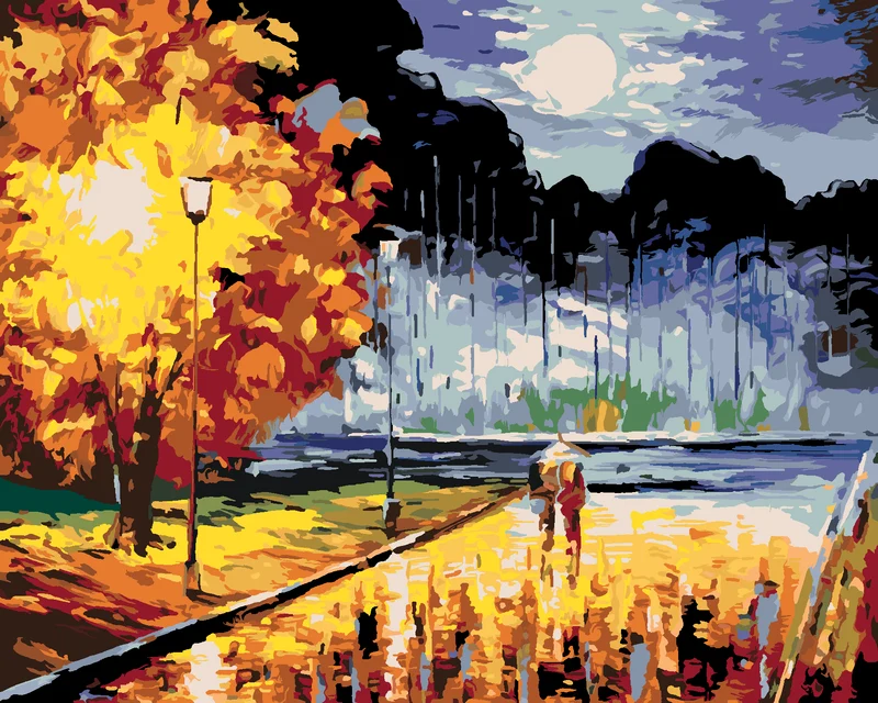 Diamond painting - LIEBENDE BEI EINEM ABENDSPAZIERGANG