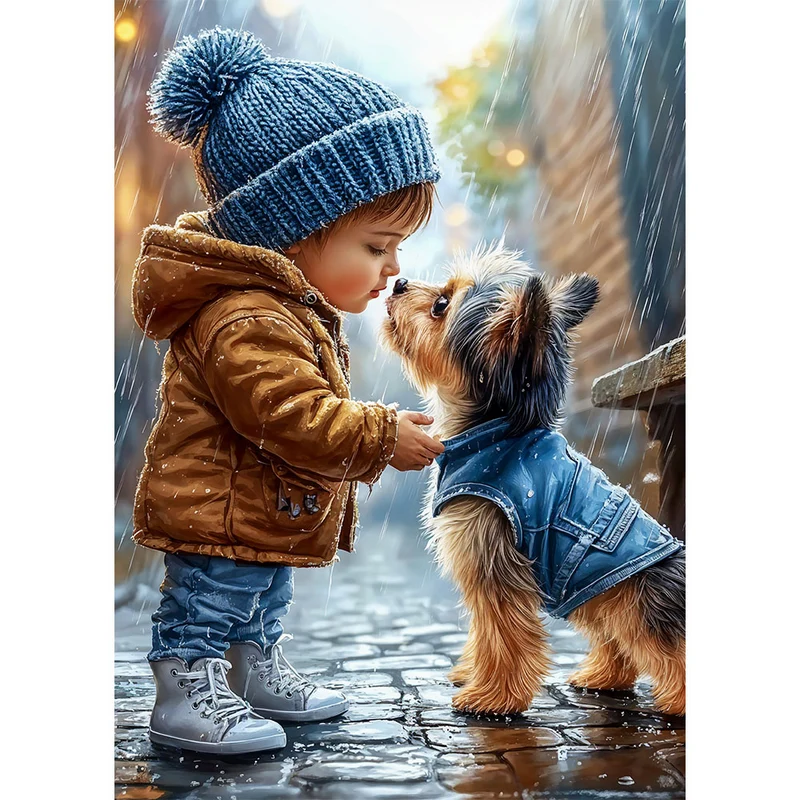 5D Diamond Painting – Freundschaft im Regen