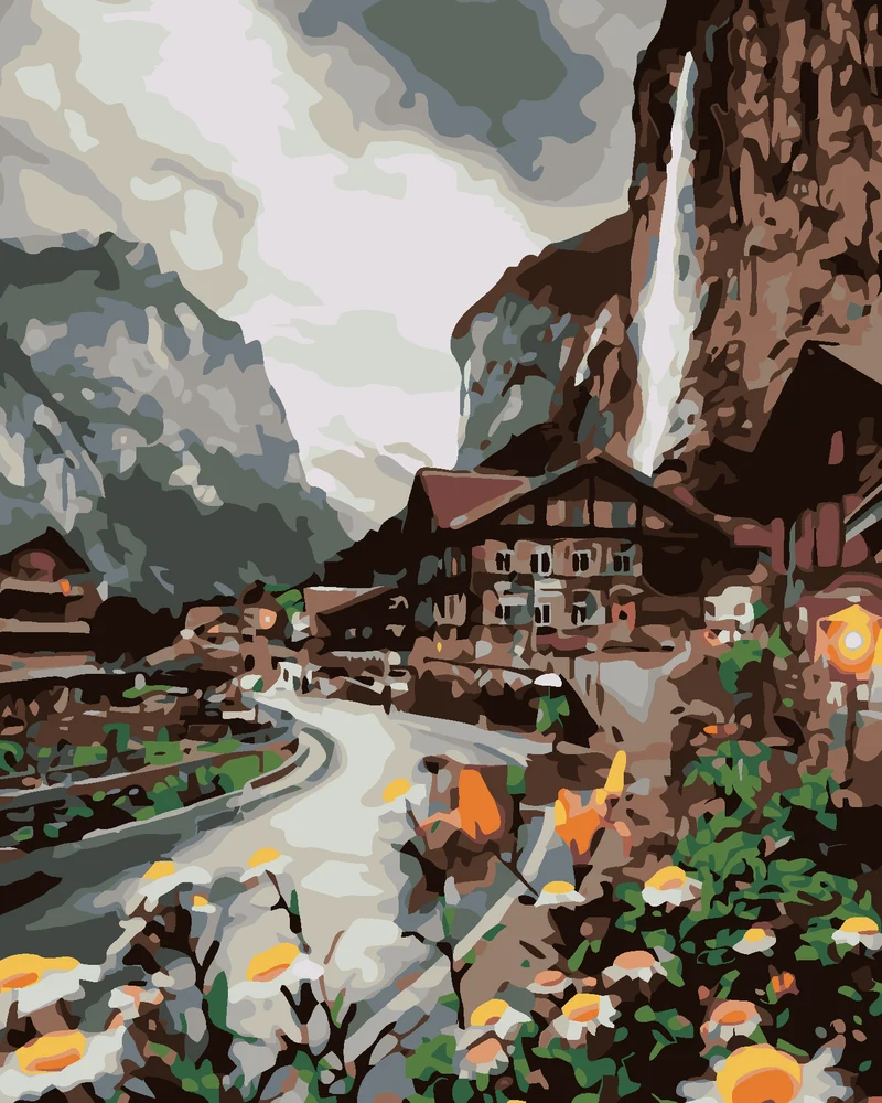 Diamond painting - EINE STADT IN DEN ALPEN