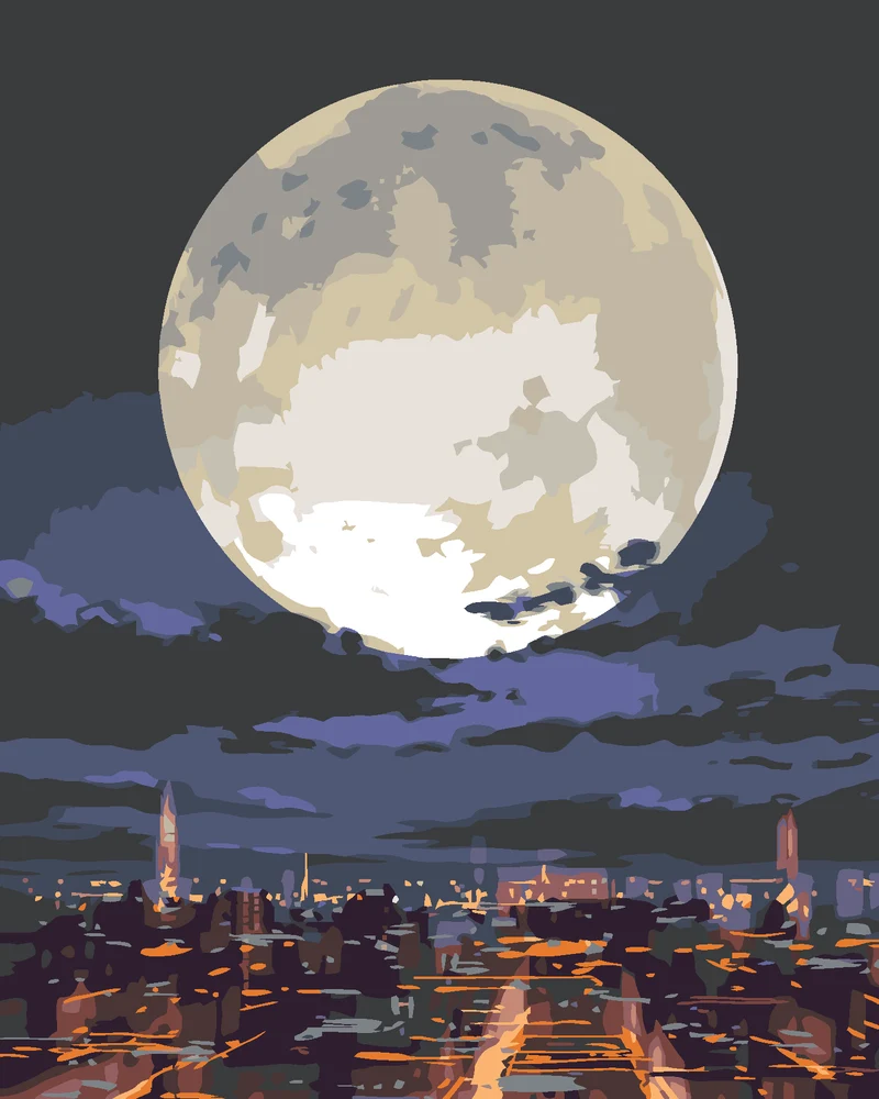 Diamond painting - MONDLICHT ÜBER DER NÄCHTLICHEN STADT