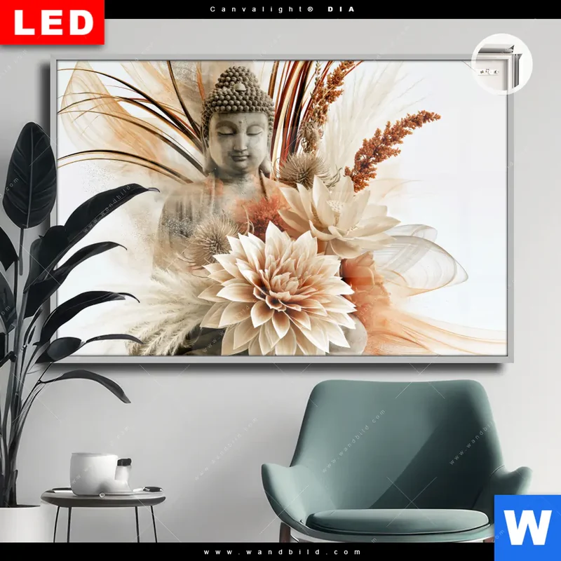 Leuchtbild Acrylglas Canvalight® DIA | Buddha – Harmonie der Natur | Querformat
