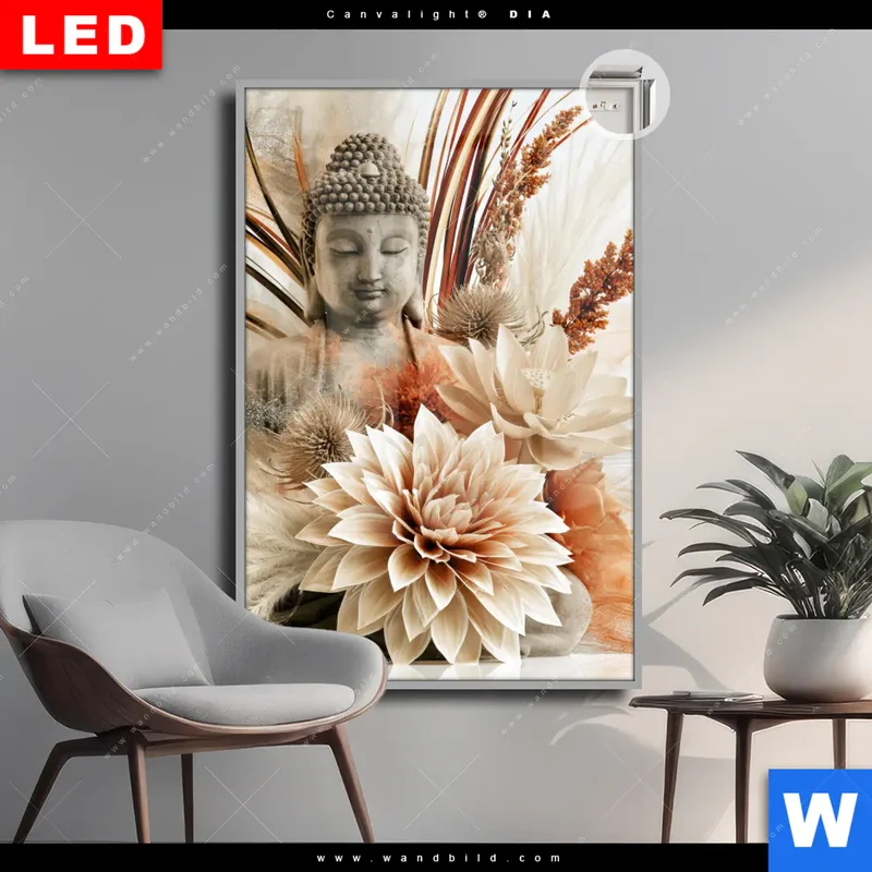 Leuchtbild Acrylglas Canvalight® DIA | Buddha – Harmonie der Natur | Hochformat