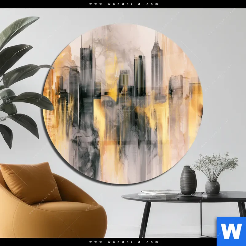 Acrylglasbild | Metropole im Morgenlicht | Rund