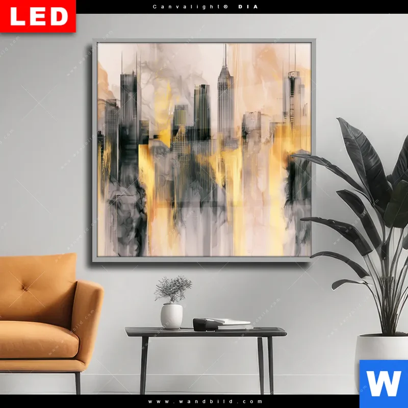 Wechselmotiv Acrylglas Canvalight® DIA | Metropole im Morgenlicht | Quadrat