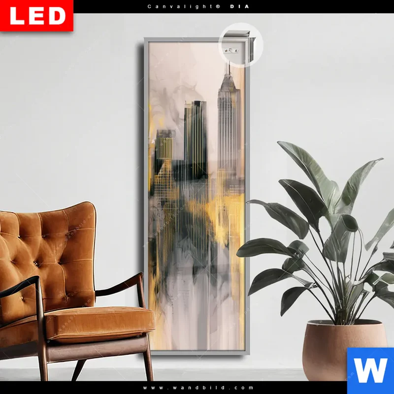 Leuchtbild Acrylglas Canvalight® DIA | Metropole im Morgenlicht | Schmal