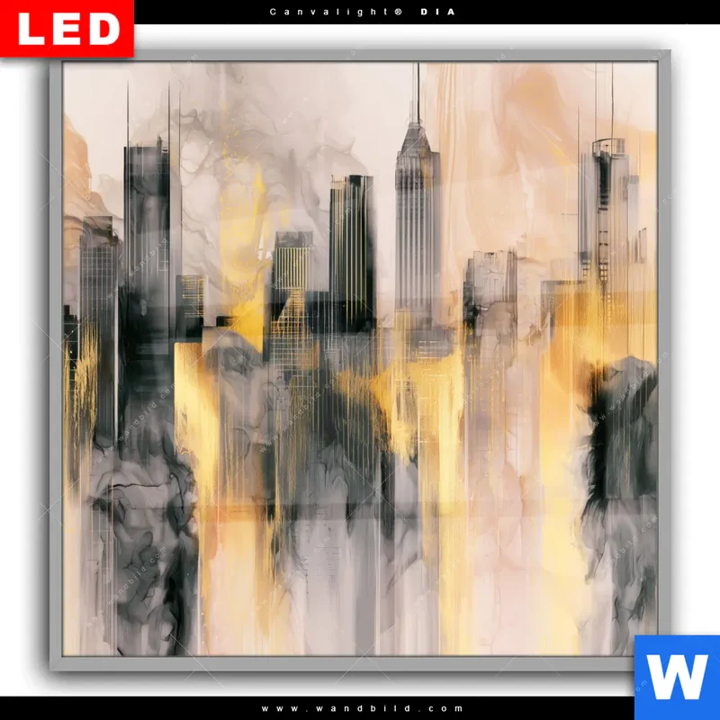 Leuchtbild Acrylglas Canvalight® DIA | Metropole im Morgenlicht | Quadrat