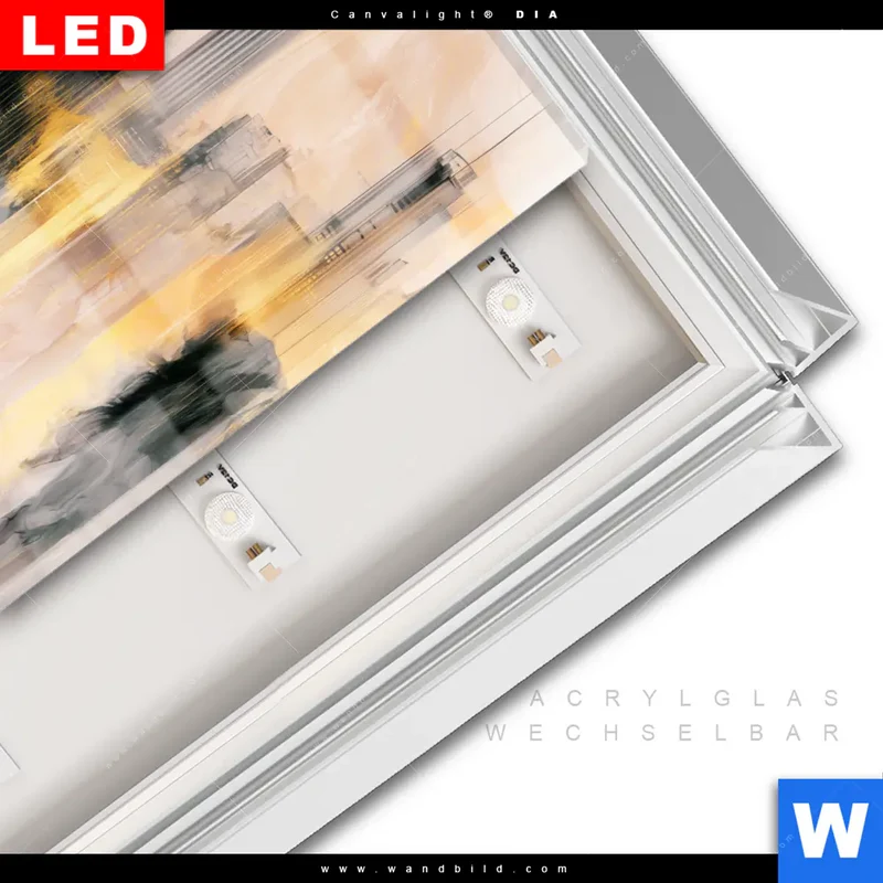 Leuchtbild Acrylglas Canvalight® DIA | Metropole im Morgenlicht | Quadrat