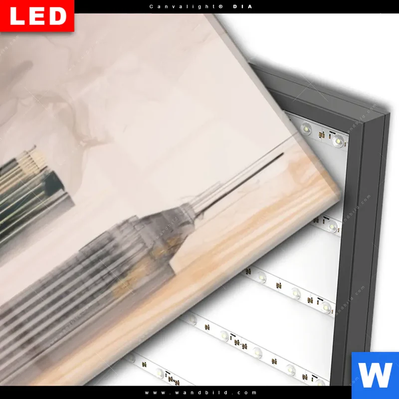Wechselmotiv Acrylglas Canvalight® DIA | Metropole im Morgenlicht | Schmal