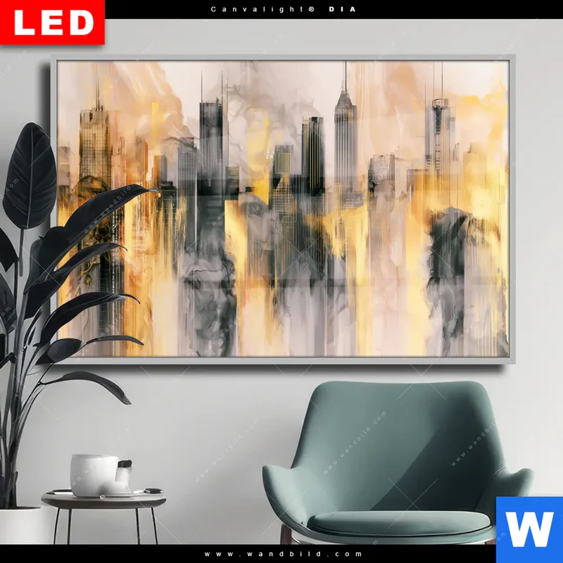 Wechselmotiv Acrylglas Canvalight® DIA | Metropole im Morgenlicht | Querformat