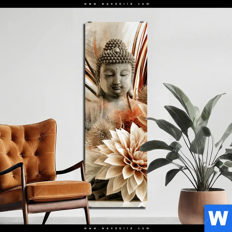 Aluminiumbild gebürstet | Buddha – Harmonie der Natur | Schmal