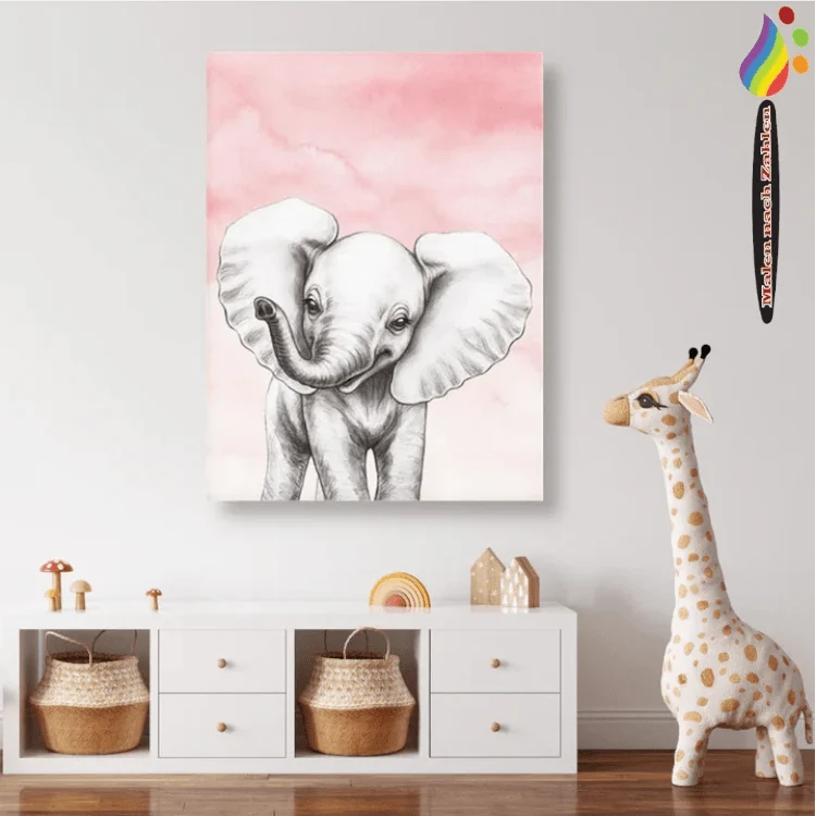 Elefant Motiv Kinderzimmer - Malen nach Zahlen