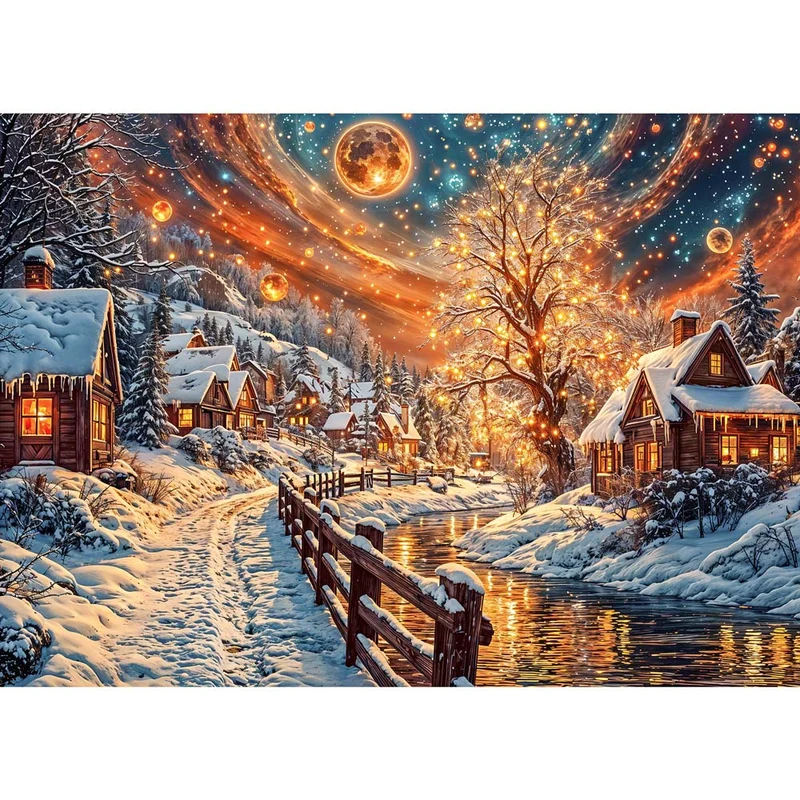 5D Diamond Painting – Winterliche Abendruhe