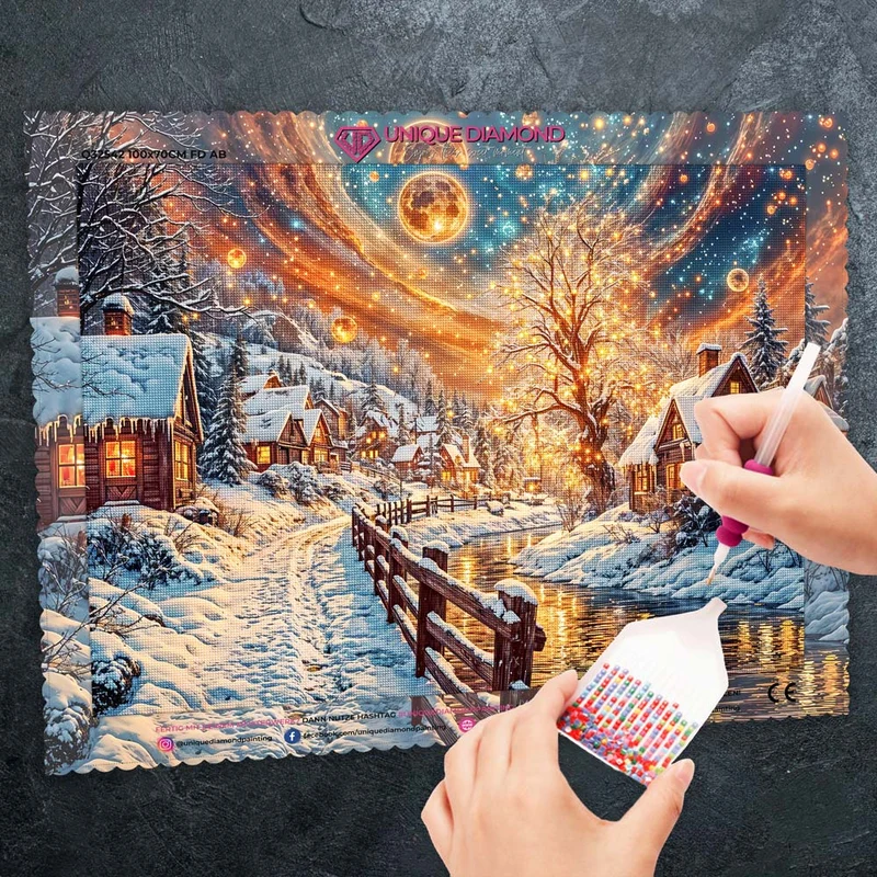 5D Diamond Painting – Winterliche Abendruhe