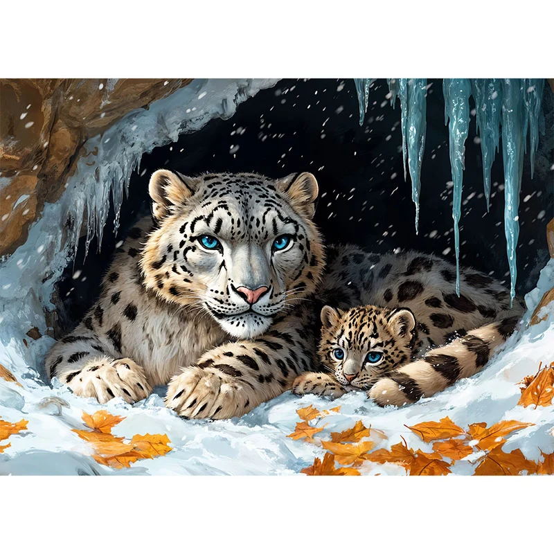 5D Diamond Painting – Schneeleoparden
