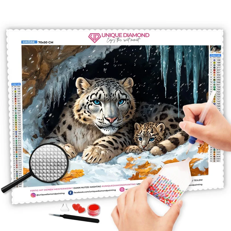 5D Diamond Painting – Schneeleoparden
