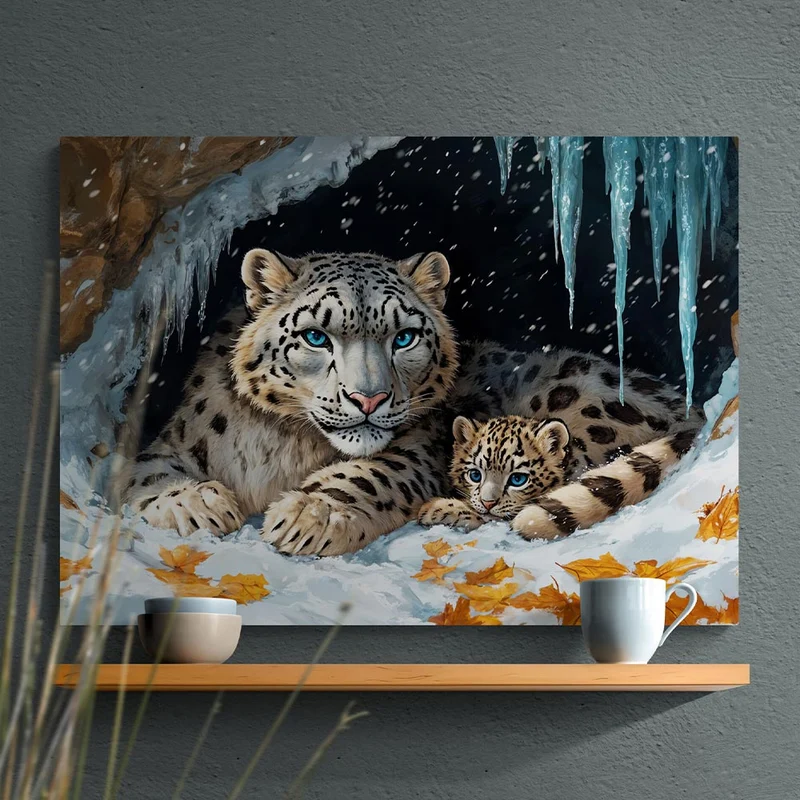 5D Diamond Painting – Schneeleoparden