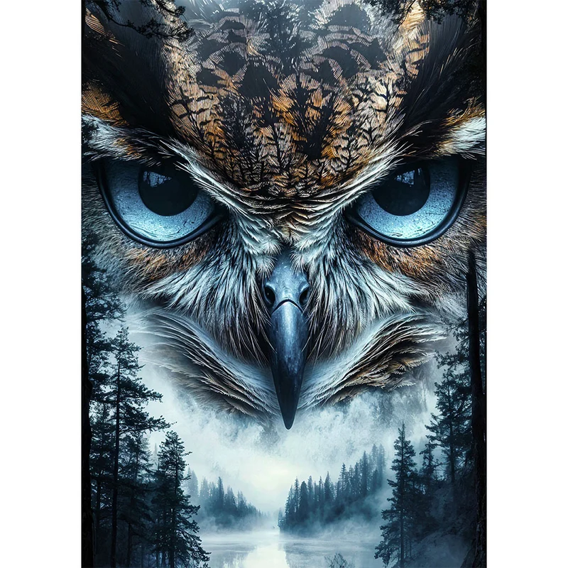5D Diamond Painting – Mystische Eule im Nebelwald