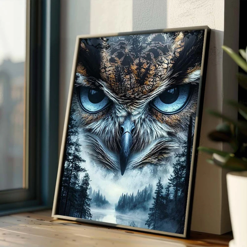 5D Diamond Painting – Mystische Eule im Nebelwald