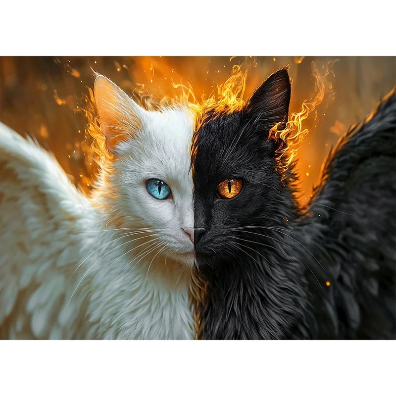5D Diamond Painting – Engel und Dämon: Die zwei Seiten der Katze